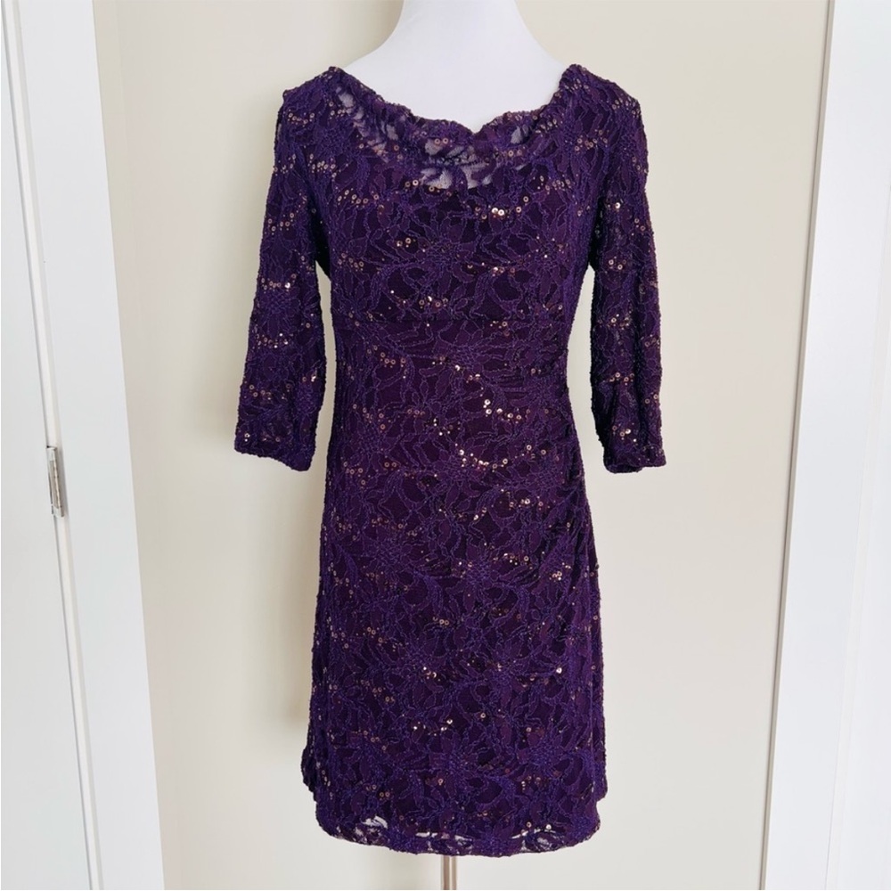 Ralph Lauren Deep Purple Lace Mini Dress